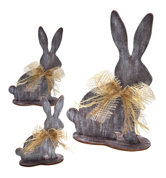 Drevené výseky - Zajac s podstavcom, 13cm, 1ks