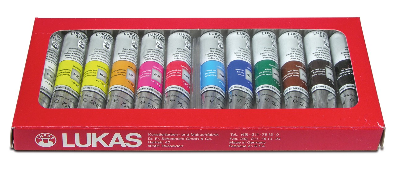 Akrylové farby LUKAS STUDIO 12x20 ml, papierová krabica - sada
