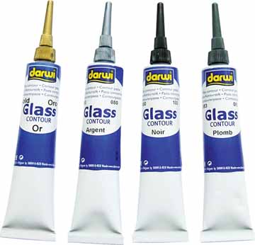 Vitrážna kontúra DARWI GLASS kontúry na sklo 22ml - zlatá, strieborná, olovená, čierna