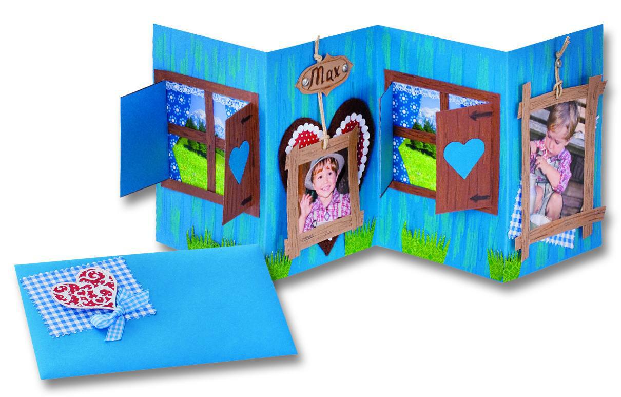 Leporelo sada - Fotokarton 300g/m2 10,5x15 cm 4xzložený 3ks + 3 obálky