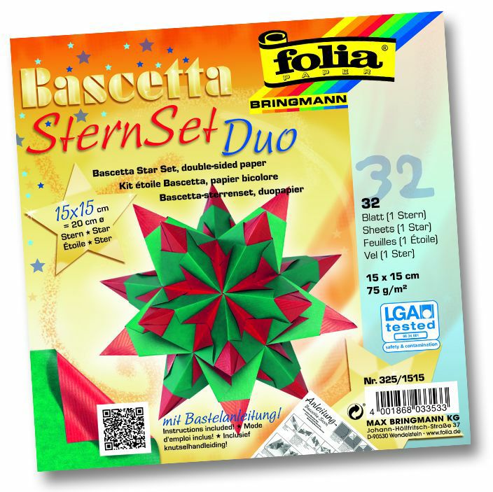Origami hviezdy Bascetta - 75g/m2 dvojfarebná