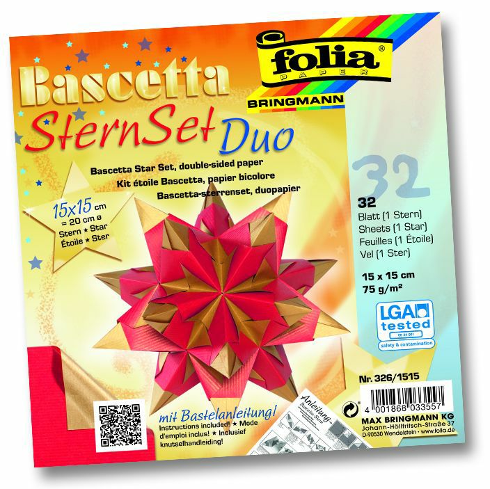 Origami hviezdy Bascetta - 75g/m2 dvojfarebná