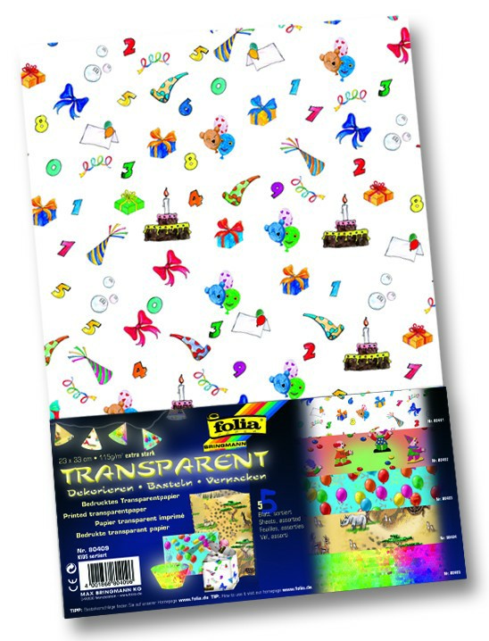 Transparent papier 115 g/m2 23x33 cm 5 listov