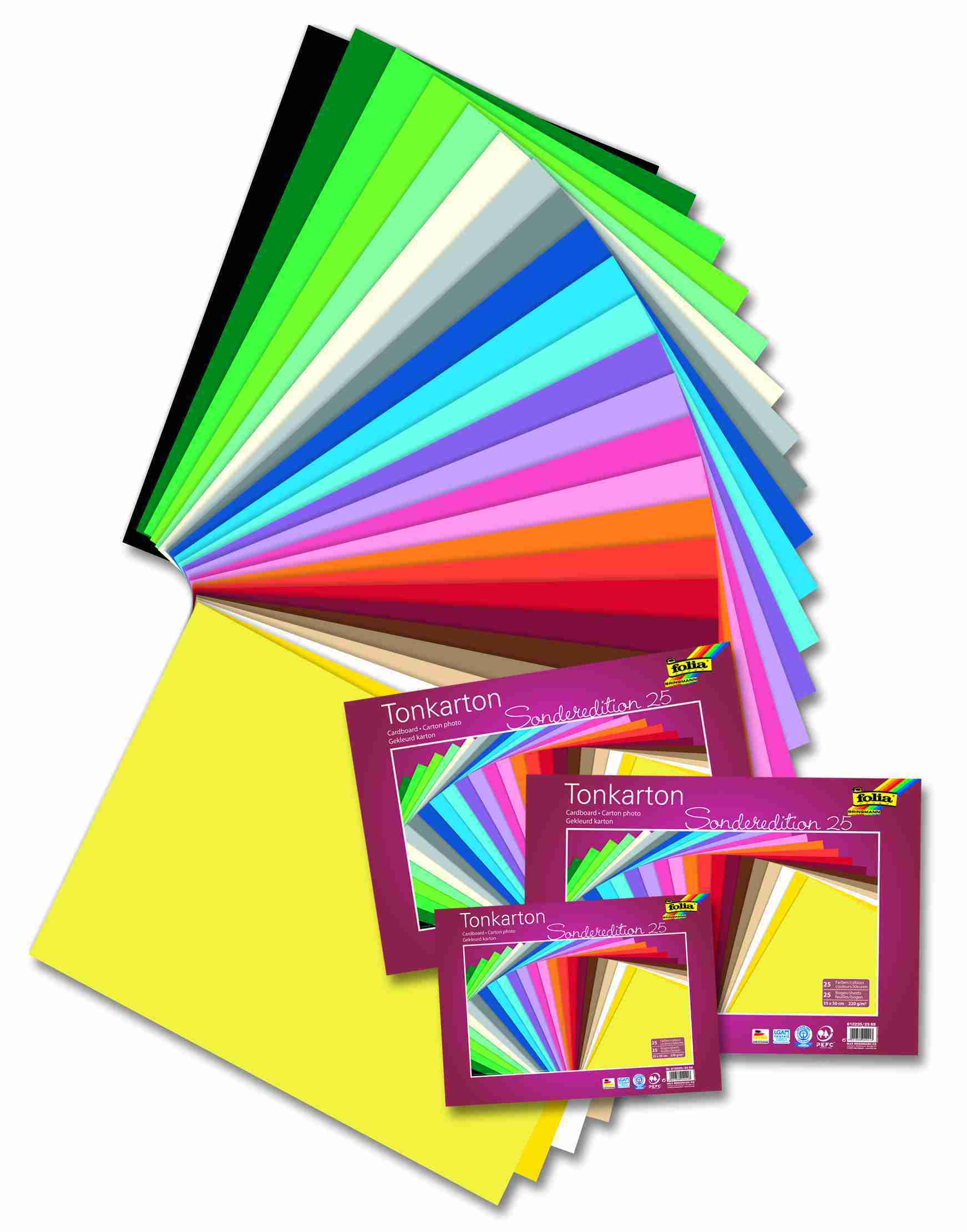 Farebný kartón 220 g/m2 - 25x35 cm - 25 listov vo 25ti farbách