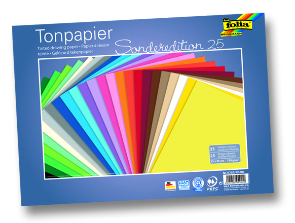 Farebný papier 130 g/m2 - 25x35 cm - 25 listov vo 25ti farbách