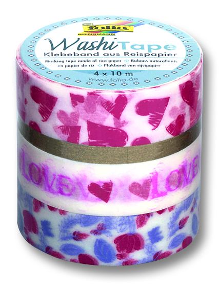 Washi Tape - dekoračné lepiaca páska - 4 ks - Srdce