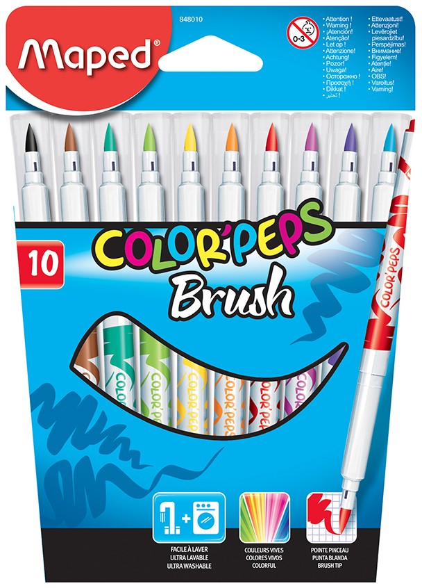Fixky MAPED COLOR PEPS BRUSH so štetcovým hrotom, 10 ks
