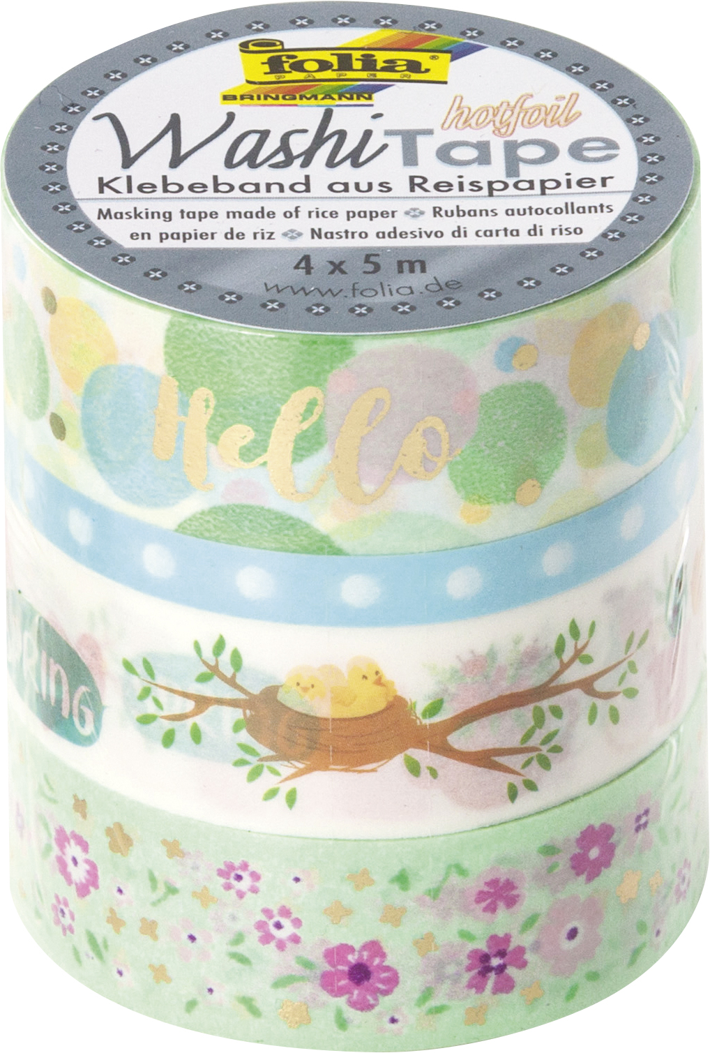 Washi Tape - dekoračná lepiaca páska - 4 ks - Jar