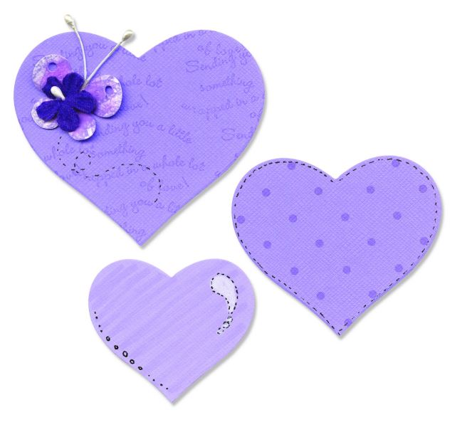 SIZZIX Vyrezávacia šablóna Bigz - Tri srdcia