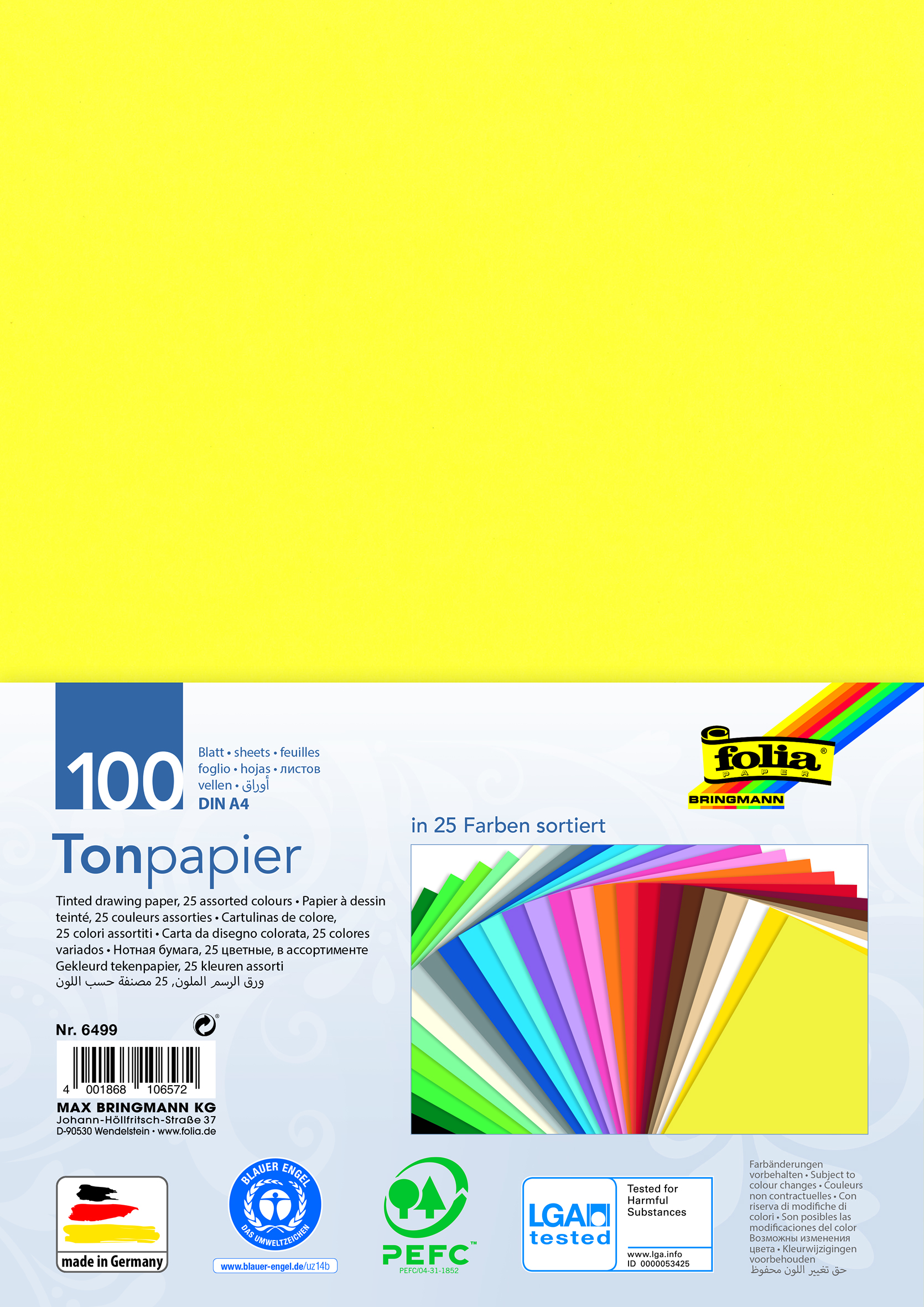 Farebný papier 130 g/m2 - DIN A4 - 100 listov v 25tich farbách