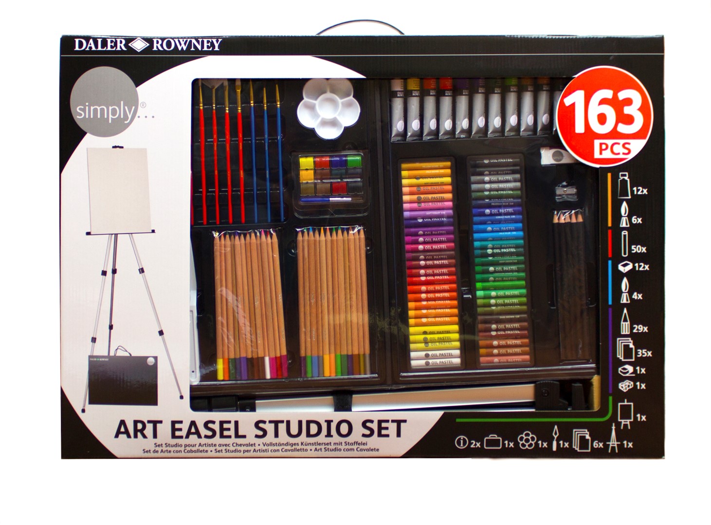 D&R Veľká výtvarná umelecká sada Complete Art Easel Studio Set, 163 ks