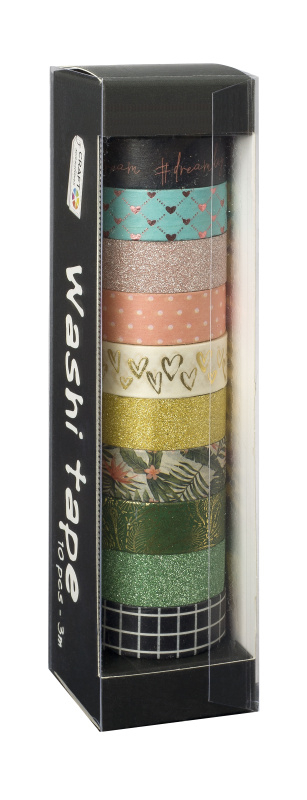Washi Tape sada II. - dekoračné lepiace pásky 15mm x 3m - 10 ks