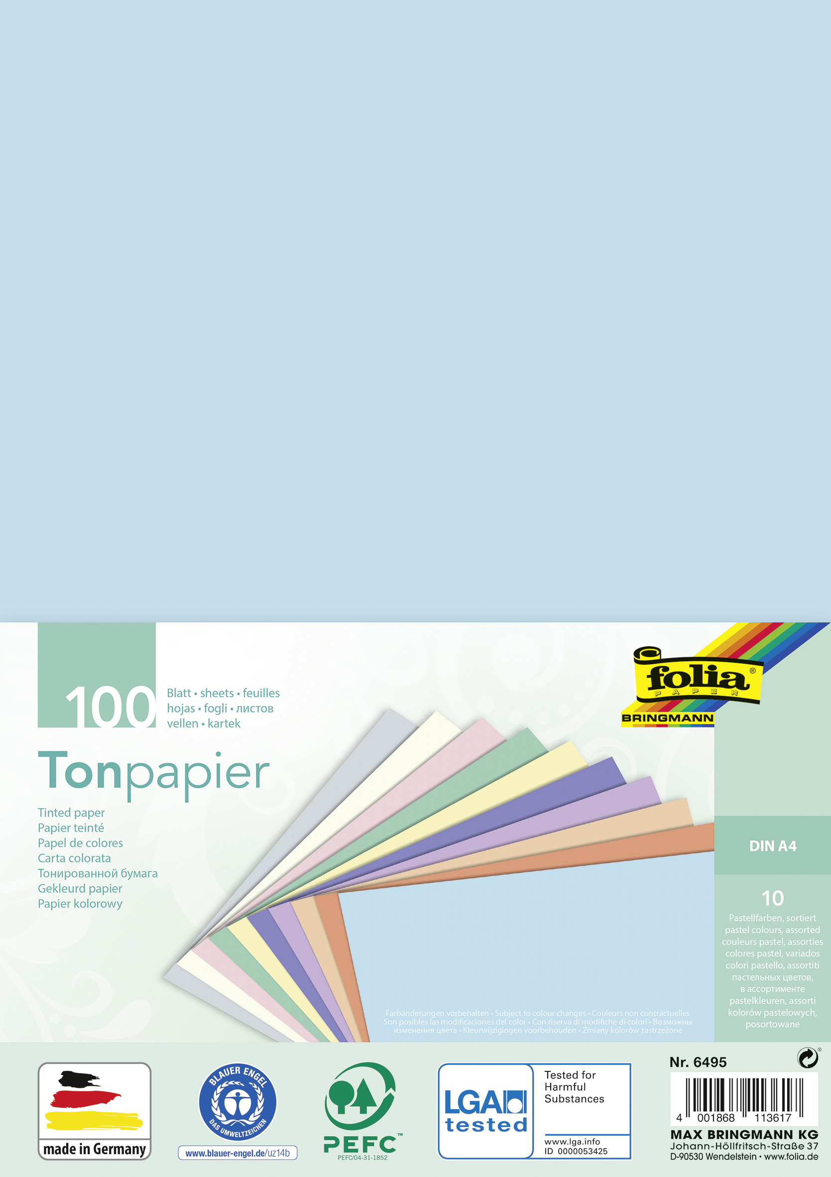 Farebný papier 130 g/m2 - pastelové farby - DIN A4 - 100 listov v 10tich farbách