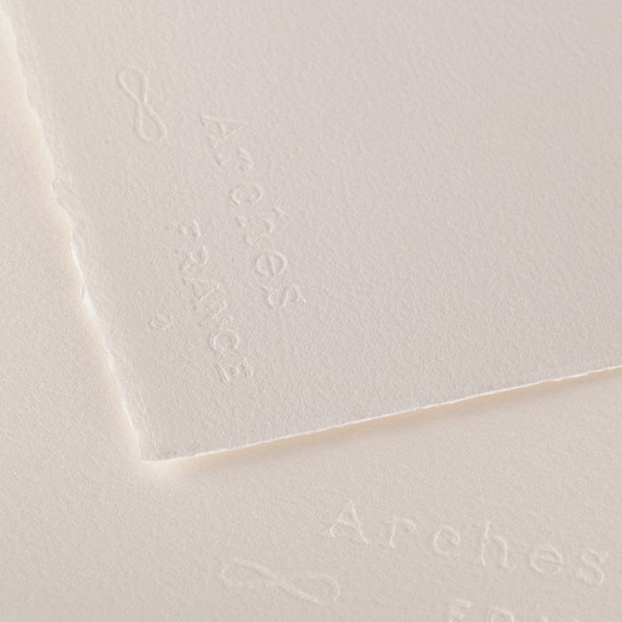 Akvarelový papier zo 100% bavlny, ARCHES Aquarelle 300g/m2, za studena lisovaný, 10 listov, 56x76cm, prírodný biely