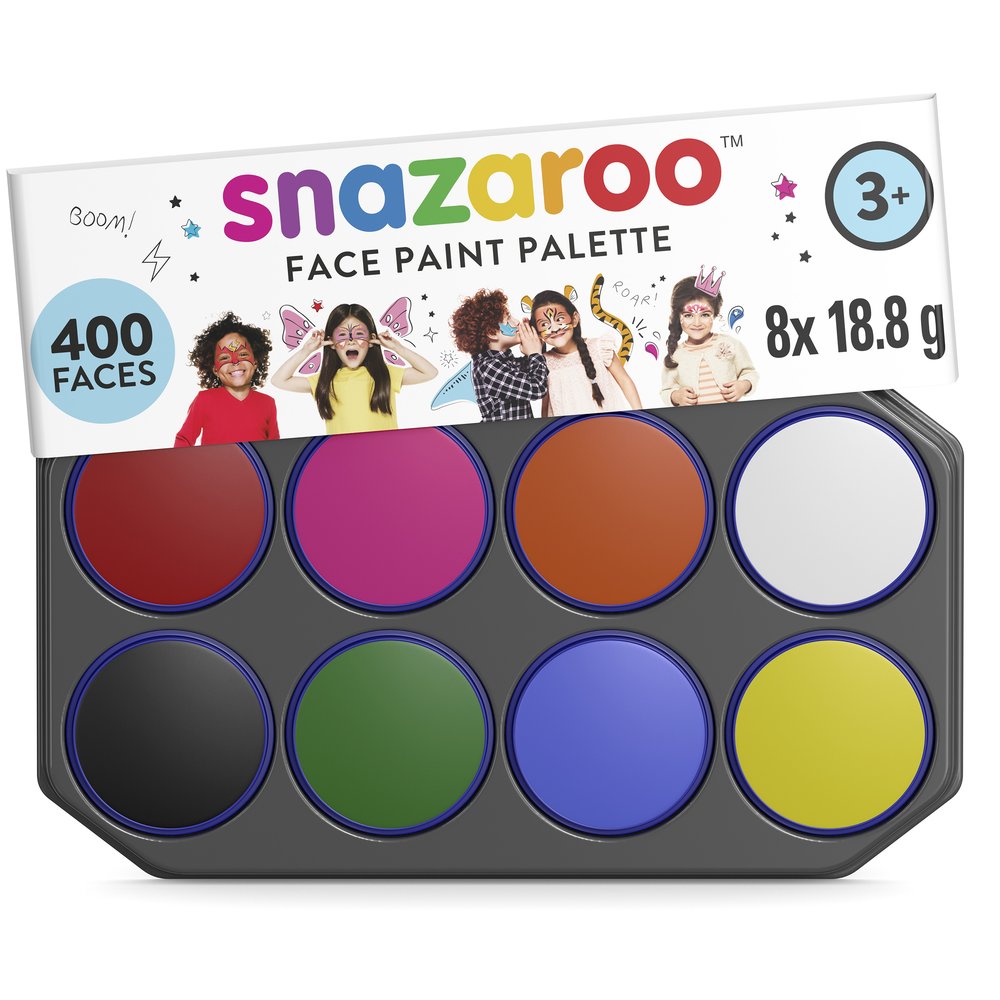 SNAZAROO Farby na tvár - paleta - 8 x 18ml, 400 tvárí
