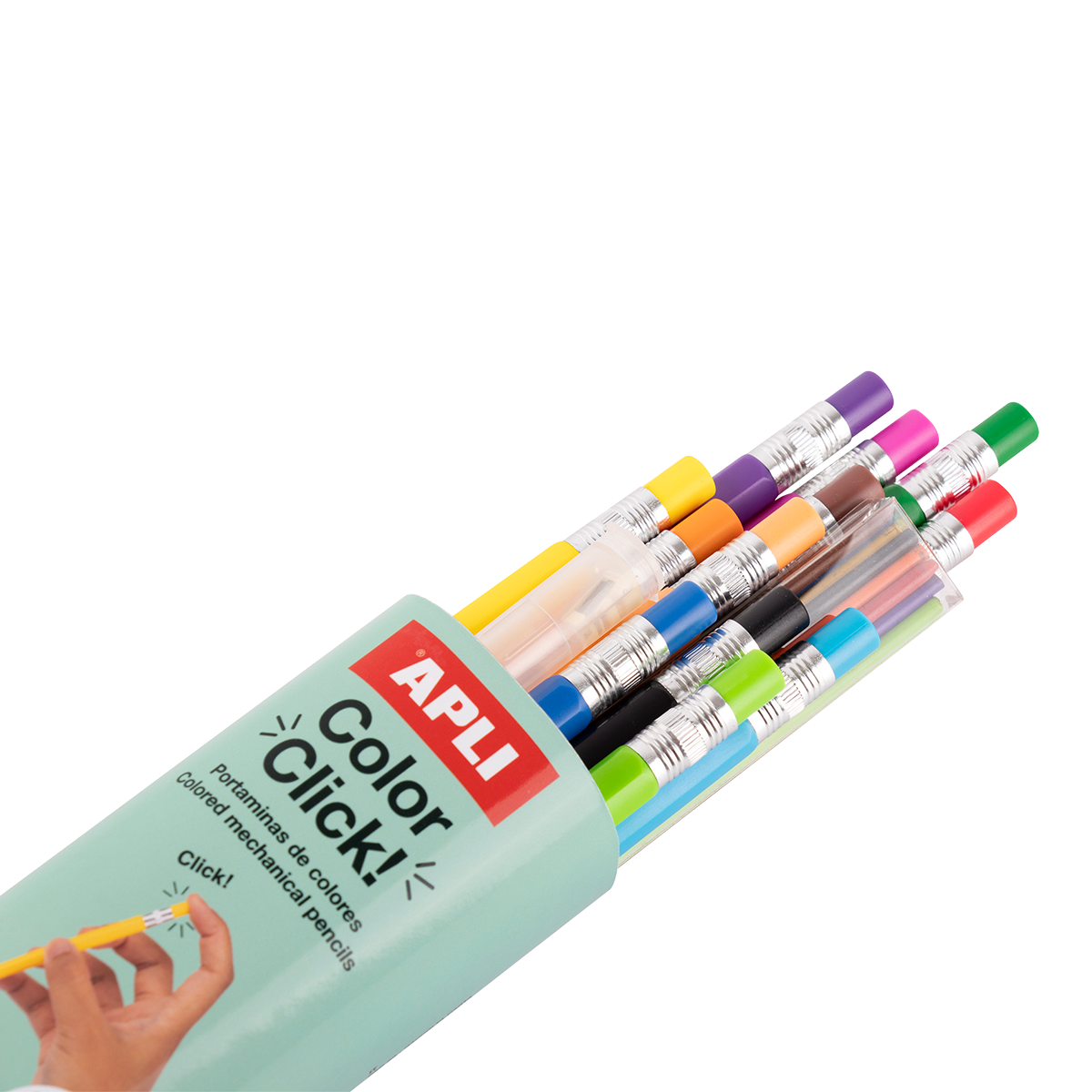 Pastelky APLI vysúvacie, 12 farebná súprava s náhradnými tuhami a strúhadlom