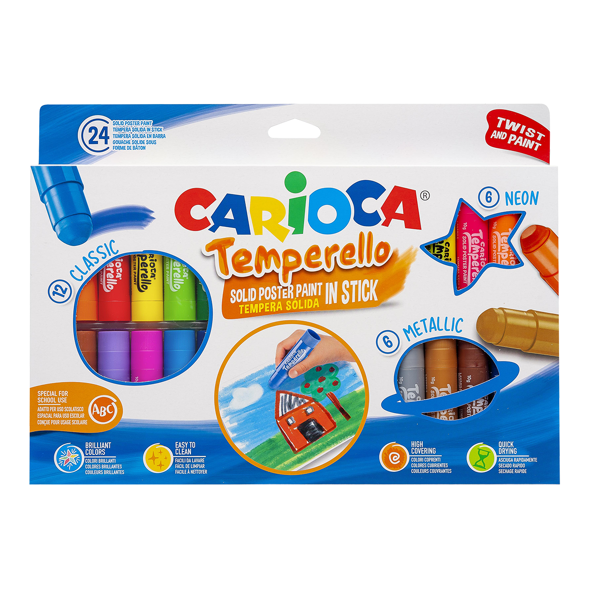 Suché temperové farby Carioca, 24x10g