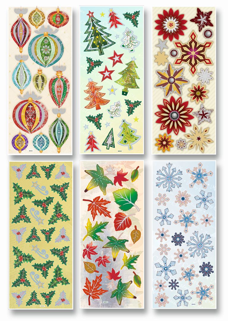 3D - Effekt - Vianoce - samolepky - set