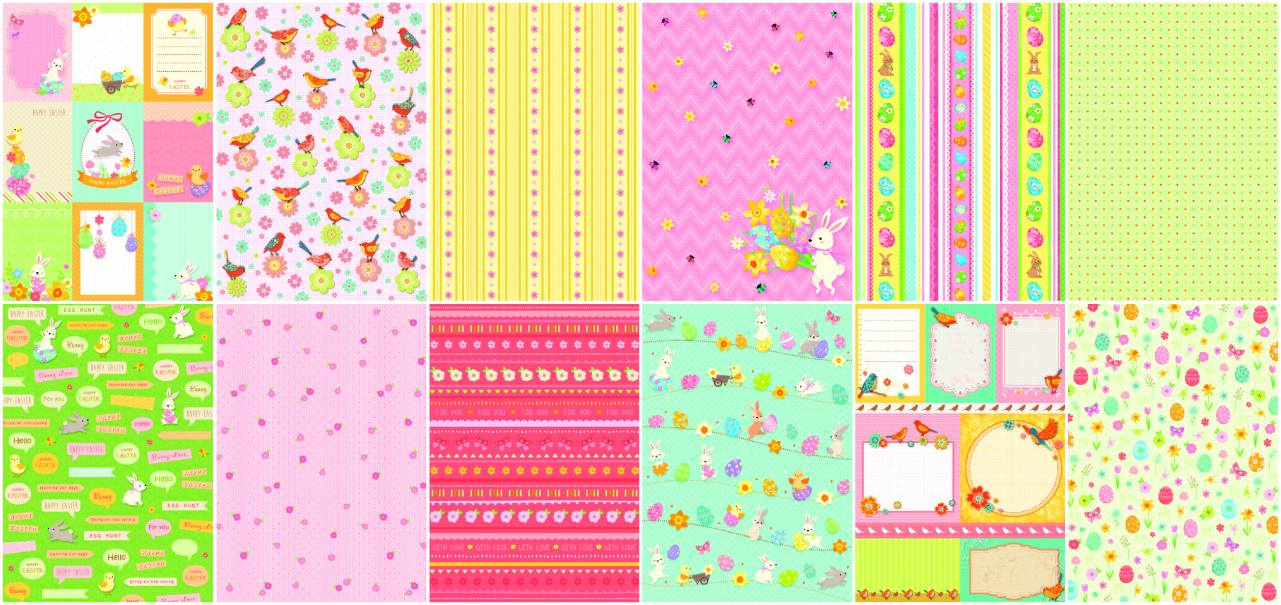 Blok s dizajnovými papiermi A4, 12 listov / Jar, Veľká Noc