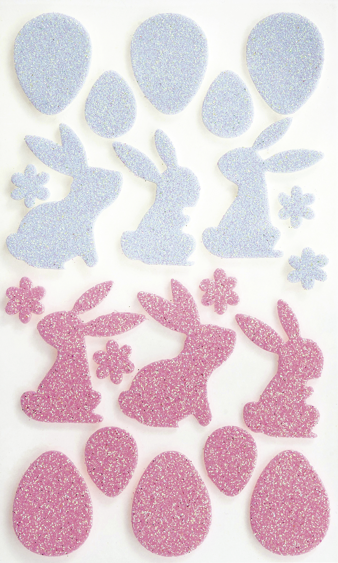 Nálepky z penovky (moosgummi) - s trblietkami, samolepiace - 40 ks - Jar