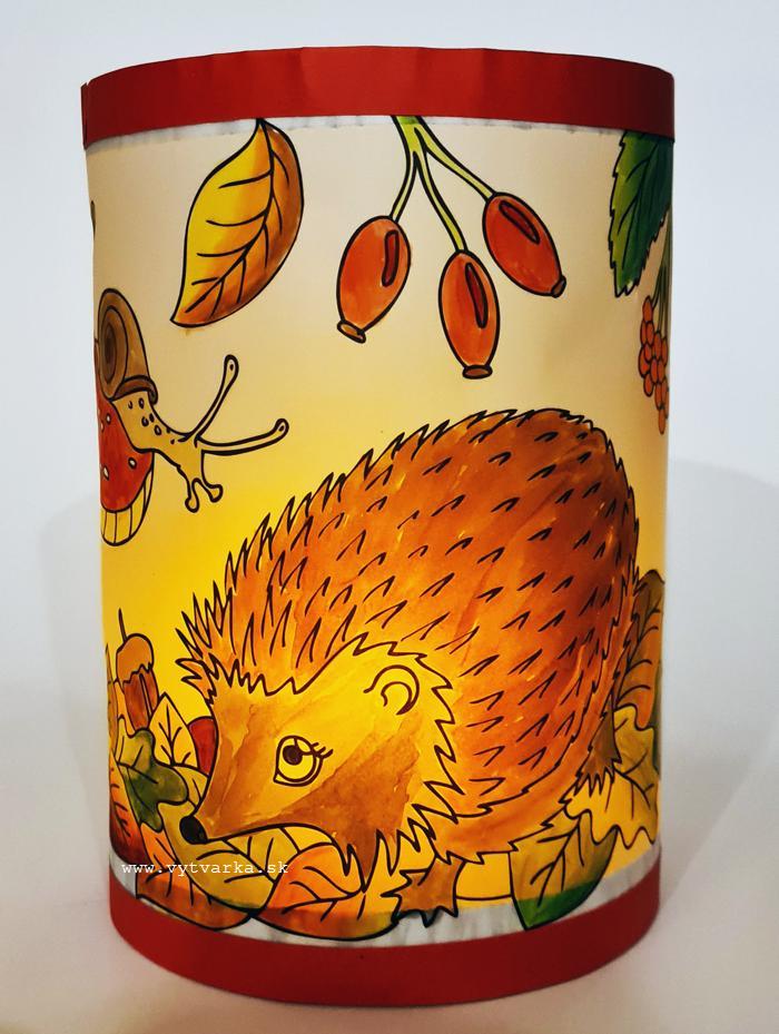 Lampióny - priesvitný papier s potlačou na vyfarbenie - ježko, 2ks