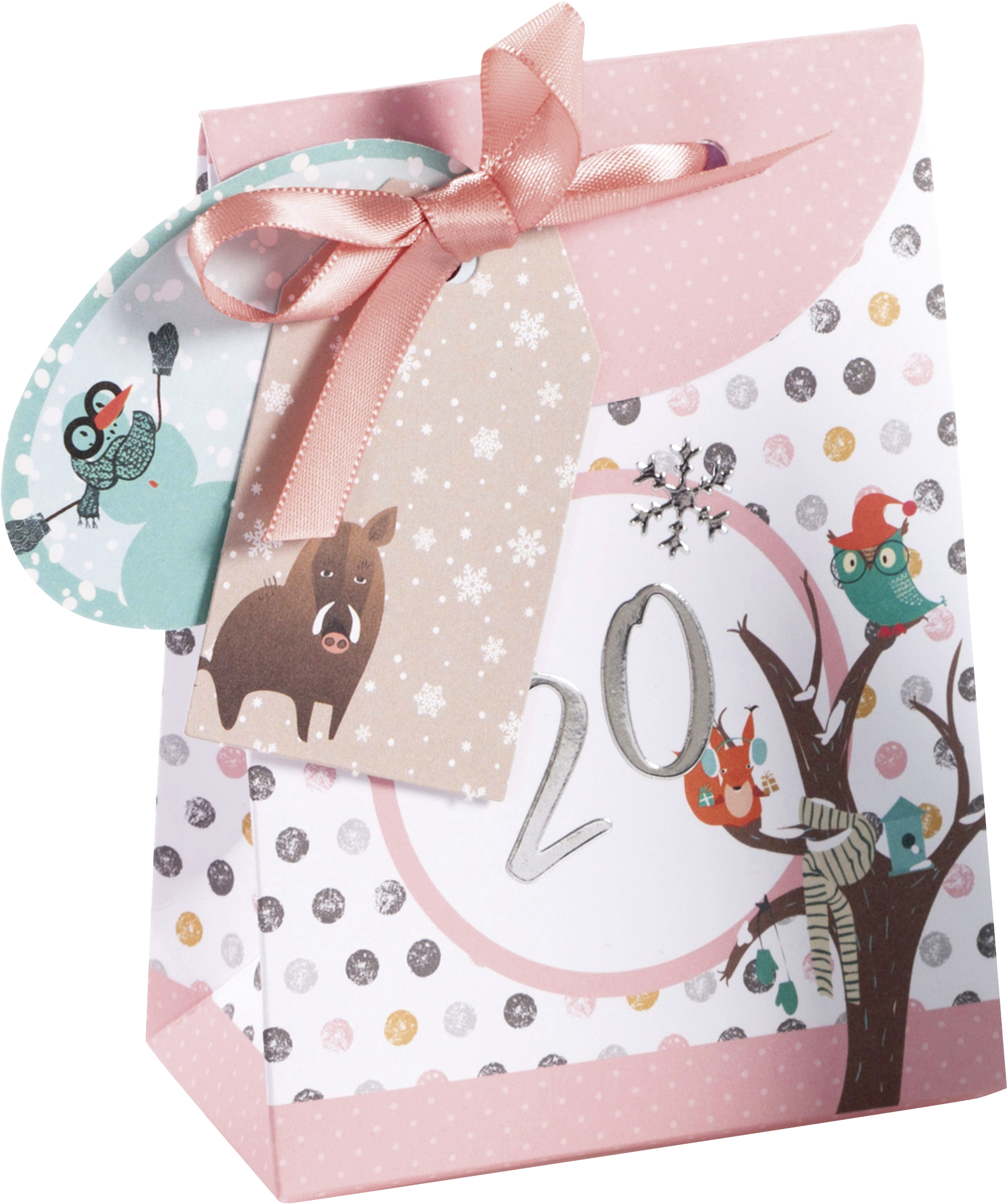 Adventný kalendár - sada - Papierové tašky "PASTEL"- 29ks