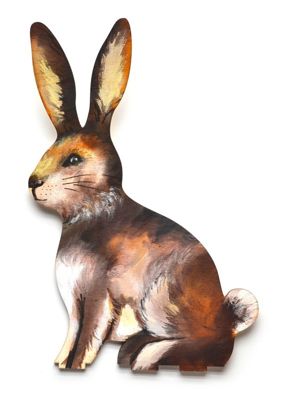 Drevené výseky - Zajac s podstavcom, 25cm, 1ks