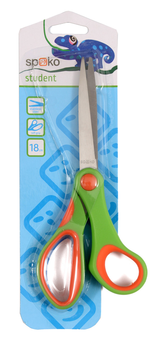 Školské nožnice SPOKO - 18 cm, asymetrické, 1ks