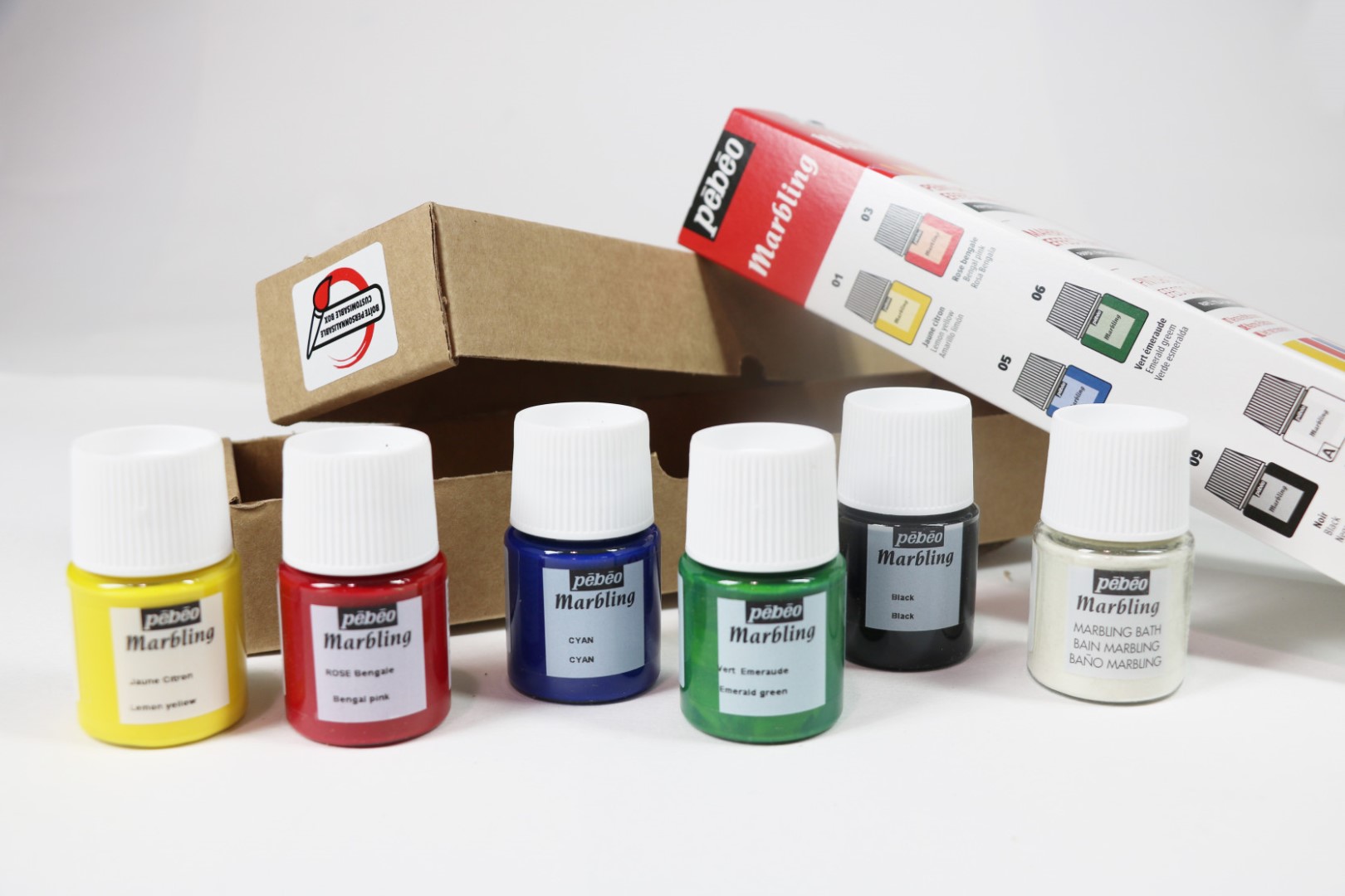 Mramorovacie farby pébeo - 6x20 ml, sada