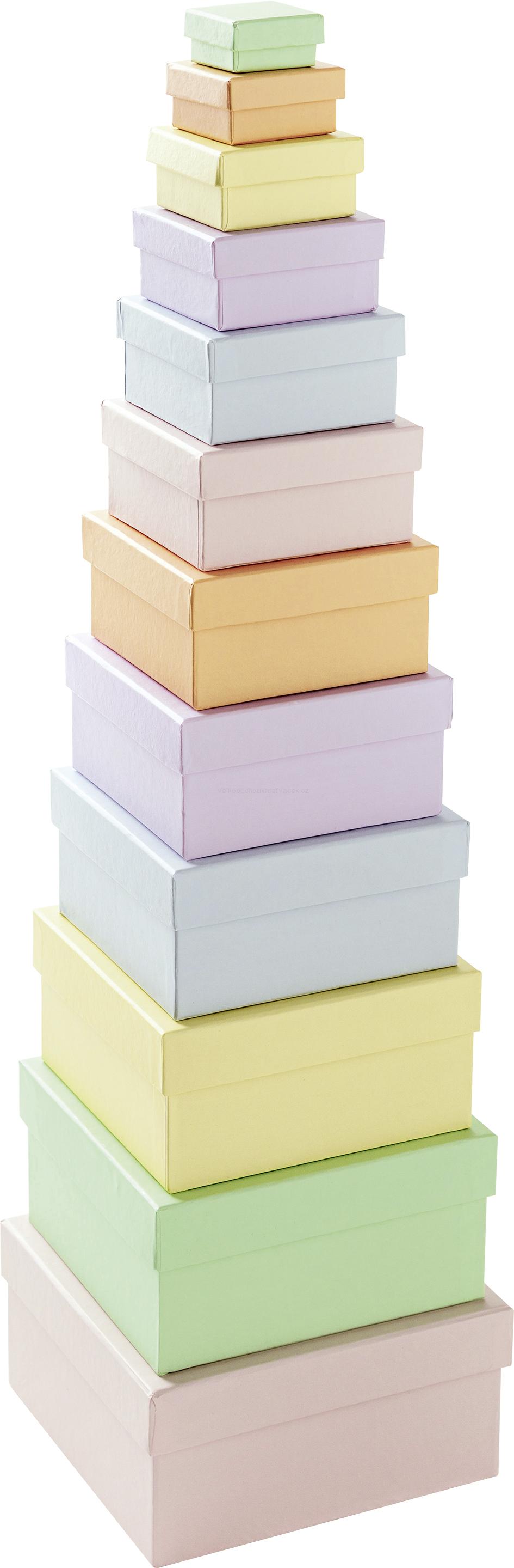 Darčekové krabičky 12 ks štvorcové PASTELOVÉ