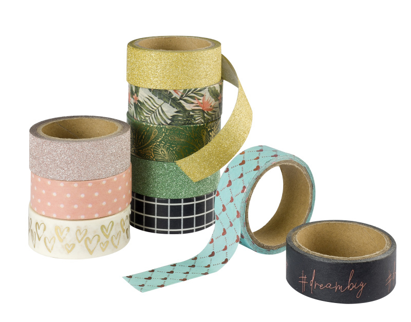 Washi Tape sada II. - dekoračné lepiace pásky 15mm x 3m - 10 ks