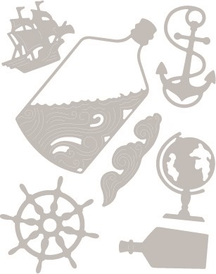 SIZZIX Vyrezávacie kovové šablóny Thinlits - Loď vo flaši (7ks)