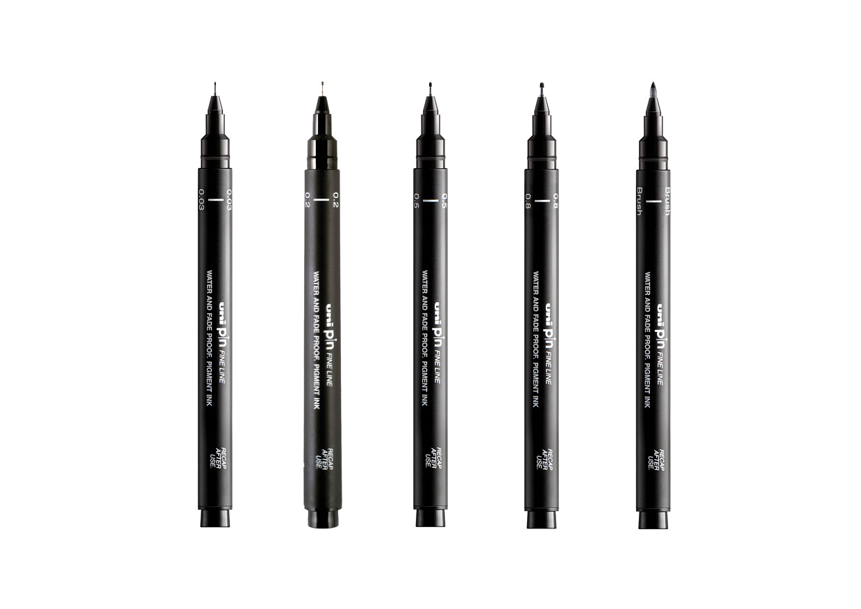 Sada UNI PIN Artists Selection sada 5 ks linerov, čierny