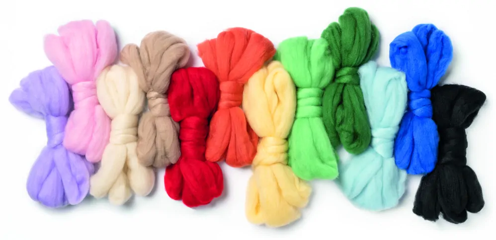Vlna na plstenie, 12 farieb, 350g, 100% polyester