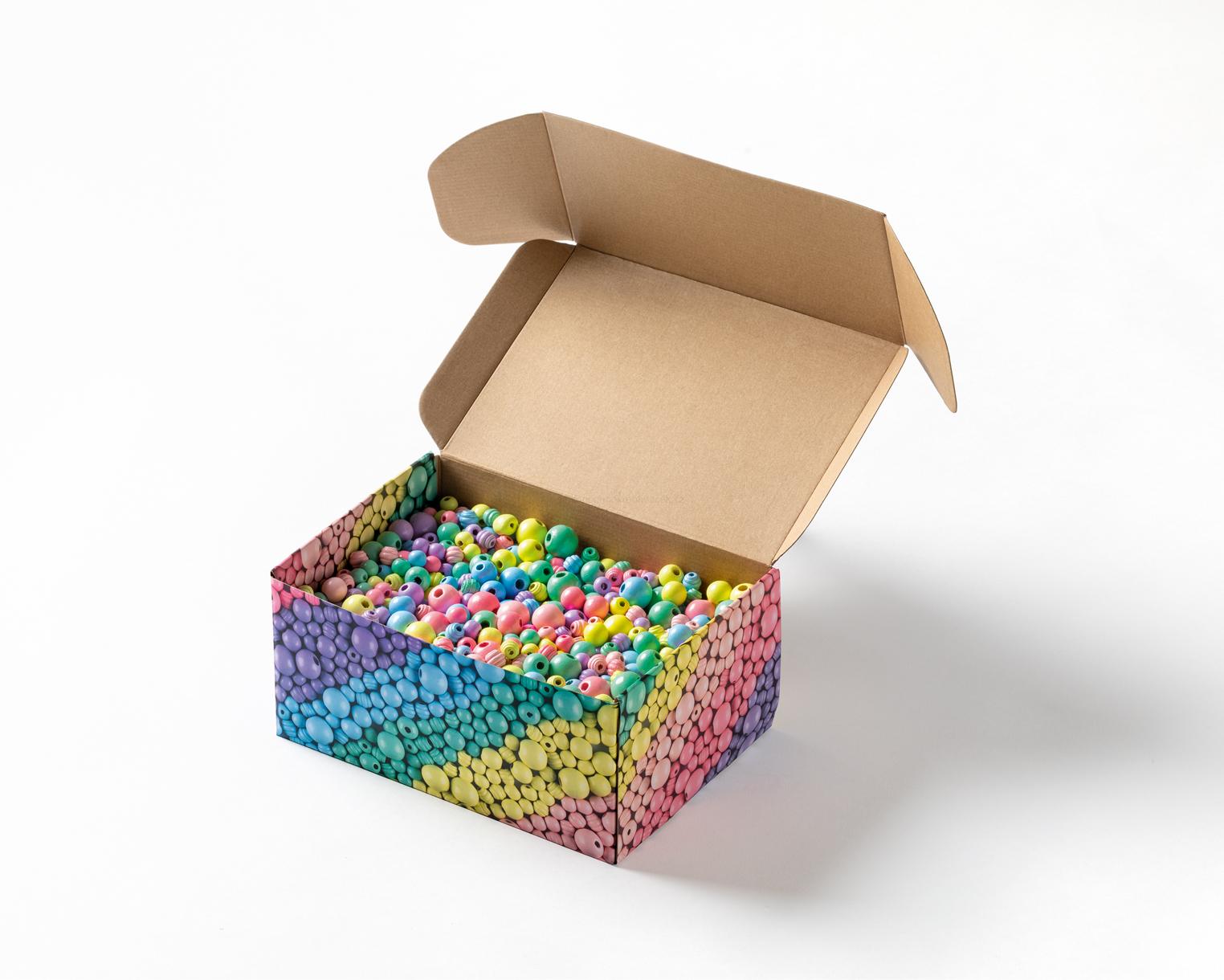 Sada drevených korálok v boxe - 1kg, mix pastelových