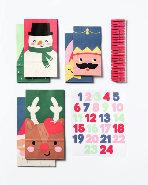 Adventný kalendár - SANTA a jeho priatelia (24 sáčkov, samolepky a štipce) - Jazvečík
