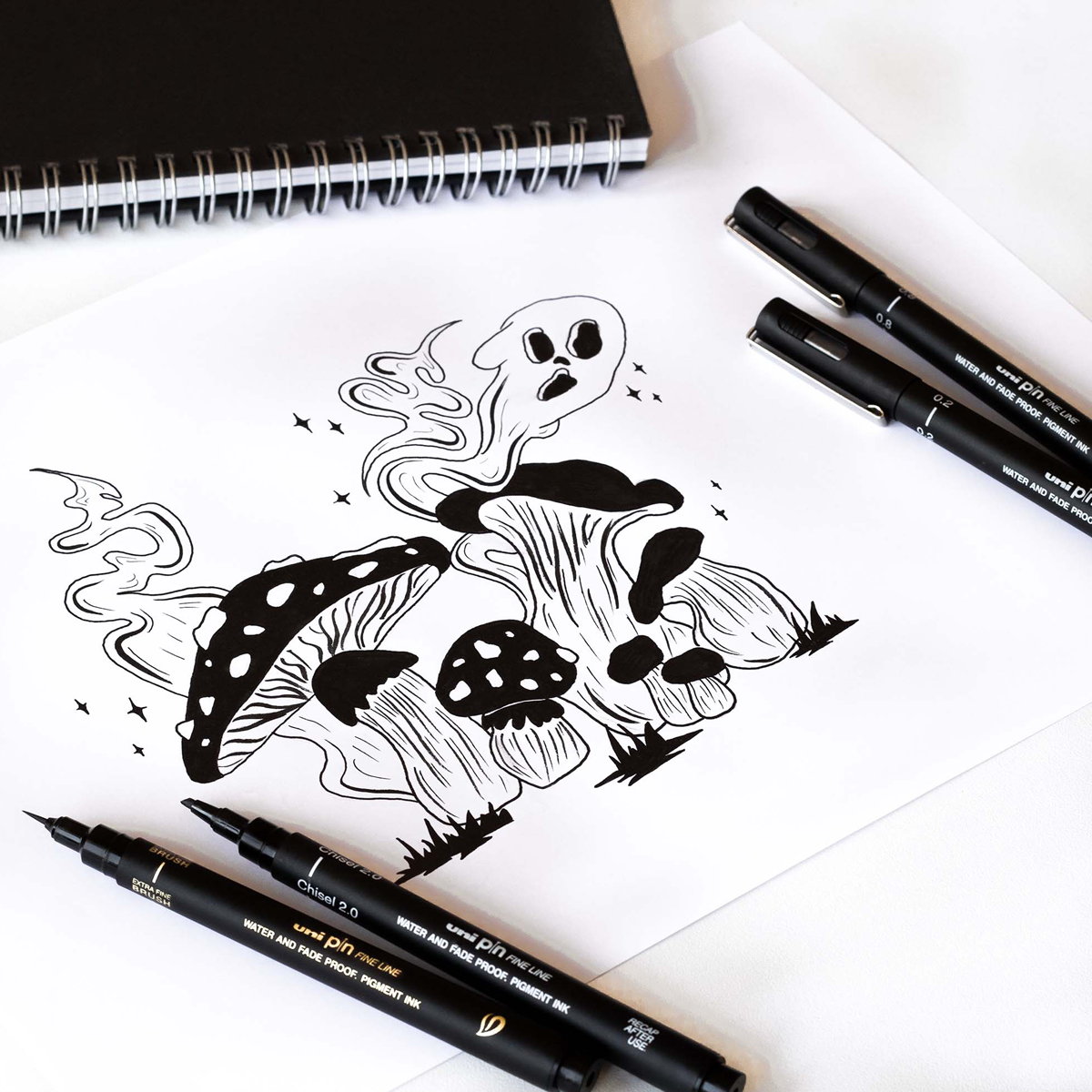 Sada UNI PIN Drawing - Manga Shonen sada 5 ks linerov, čierny