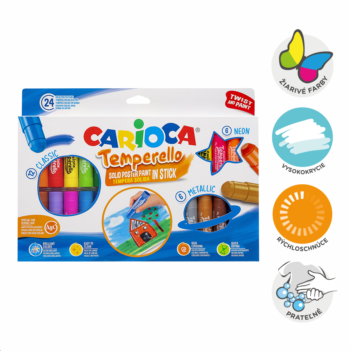 Suché temperové farby Carioca, 24x10g