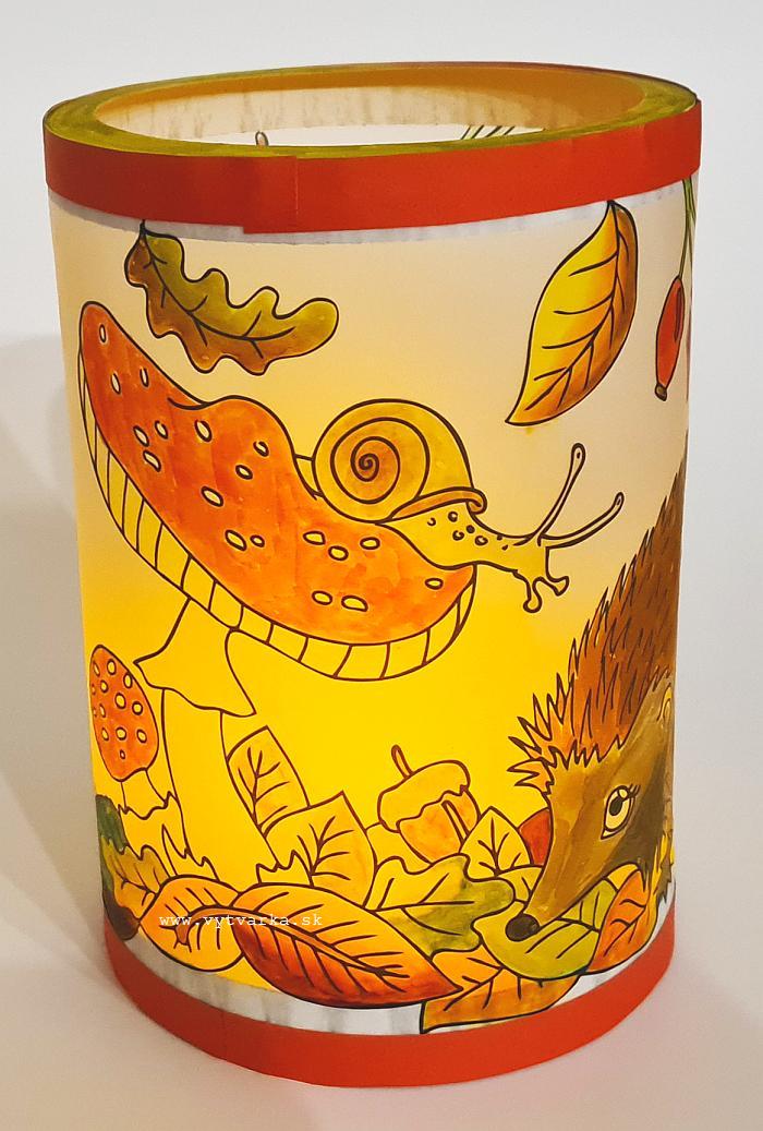 Lampióny - priesvitný papier s potlačou na vyfarbenie - ježko, 2ks