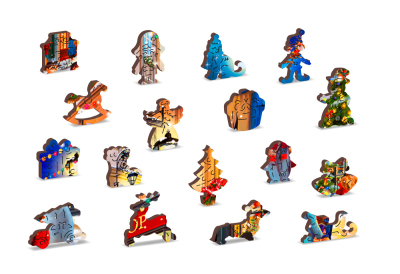 Puzzle Drevené - Vianočná ulica, 505 dielikov