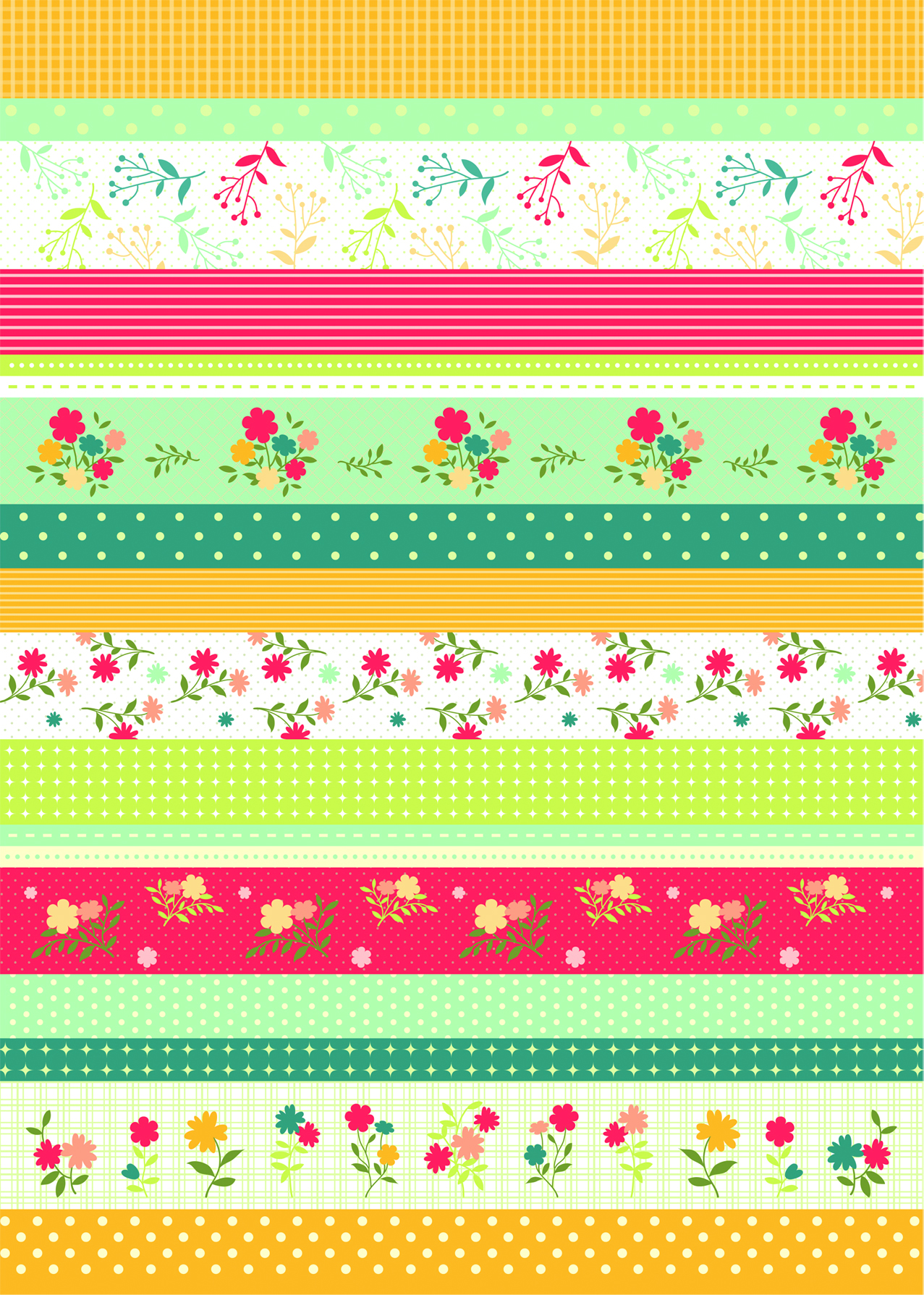 Washi Tape - ryžové listy A4 - 5 samolepiacich listov v 5tich motívoch - KVETY