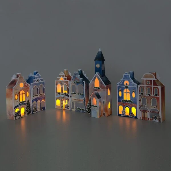 Kreatívna vianočná sada - Papierová zasnená dedinka