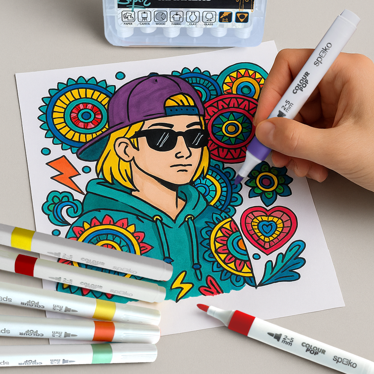 Sada popisovačov Spoko COLOUR POP, 12 farieb