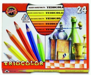 Trojhranné hrubé pastelky TRIOCOLOR, 24 farieb