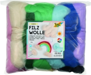 Vlna na plstenie, 12 farieb, 350g, 100% polyester