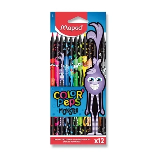 Ceruzky MAPED MONSTER trojhranné, 12 farebná súprava