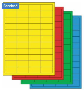 Etikety farebné, hárok A4, 100 listov, štítok 48,5x25,4mm 